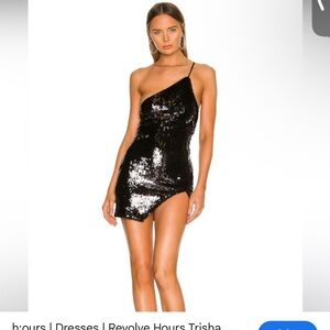 Revolve Hours Trisha Black Sequin Mini Dress medium
